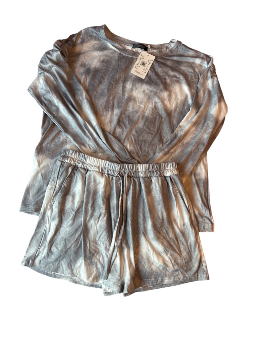 Basicon grey and white Loungewear Short Set with Pockets